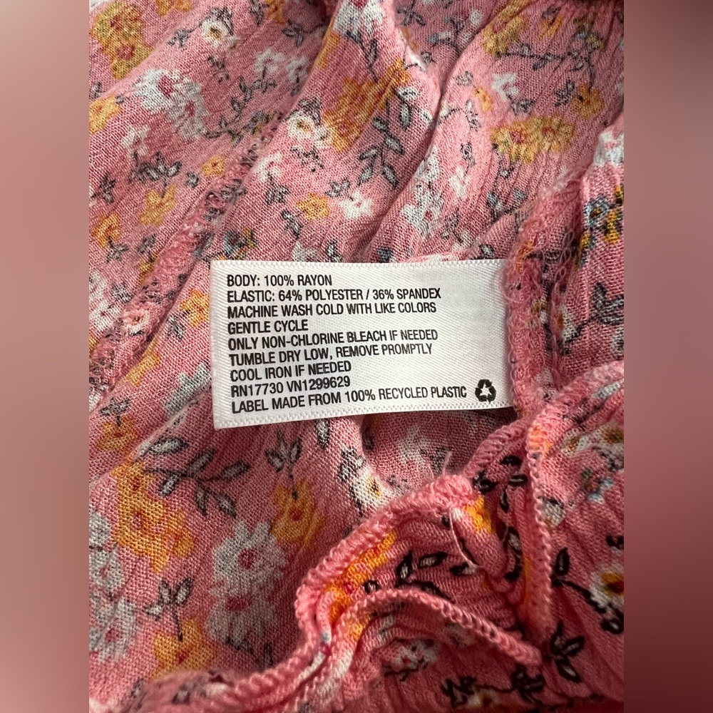 Wild Fable Pink and Orange Micro Floral Tiered Mini Sundress W/ Smock Detail. S. - Picture 10 of 12